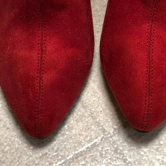 Like 🆕Bellini red suede feel Sz8M Claudia style 3 inch heel 8 inch boot length - Picture 12 of 17